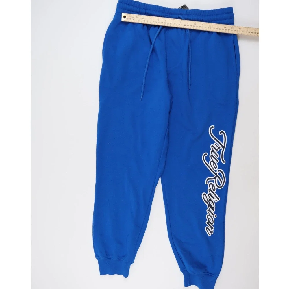 True Religion Joggers Diagonal TR Imperial Blue Solid Medium NEW $114